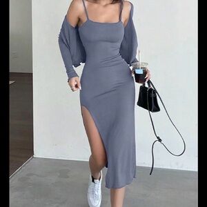 Elegant Gray Women's Dress Set